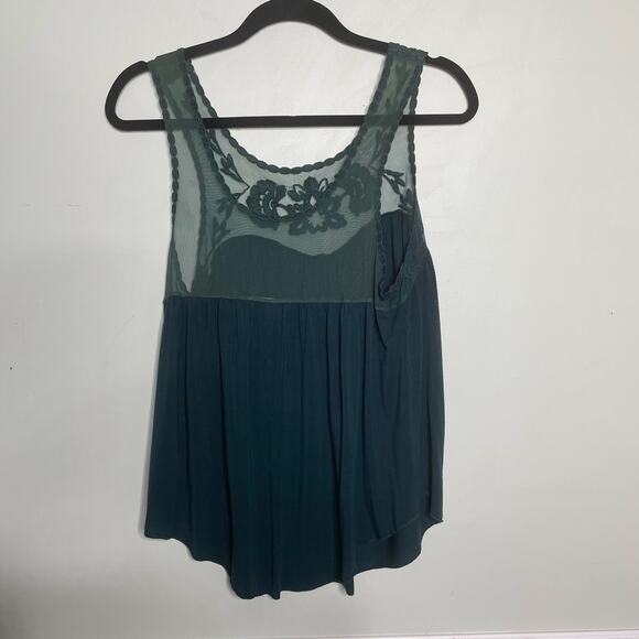 American Eagle Sleeveless Mesh Sheer Scoop Neck Knit Sexy Tank Top Green Women L - Picture 3 of 8